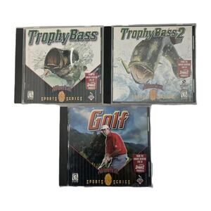 Vintage PC Sports Games Lot Trophy Bass 1 & 2 Golf Sierra CD-ROM